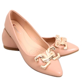 Balerini eleganti cu catarama de la Simon Khaki bej