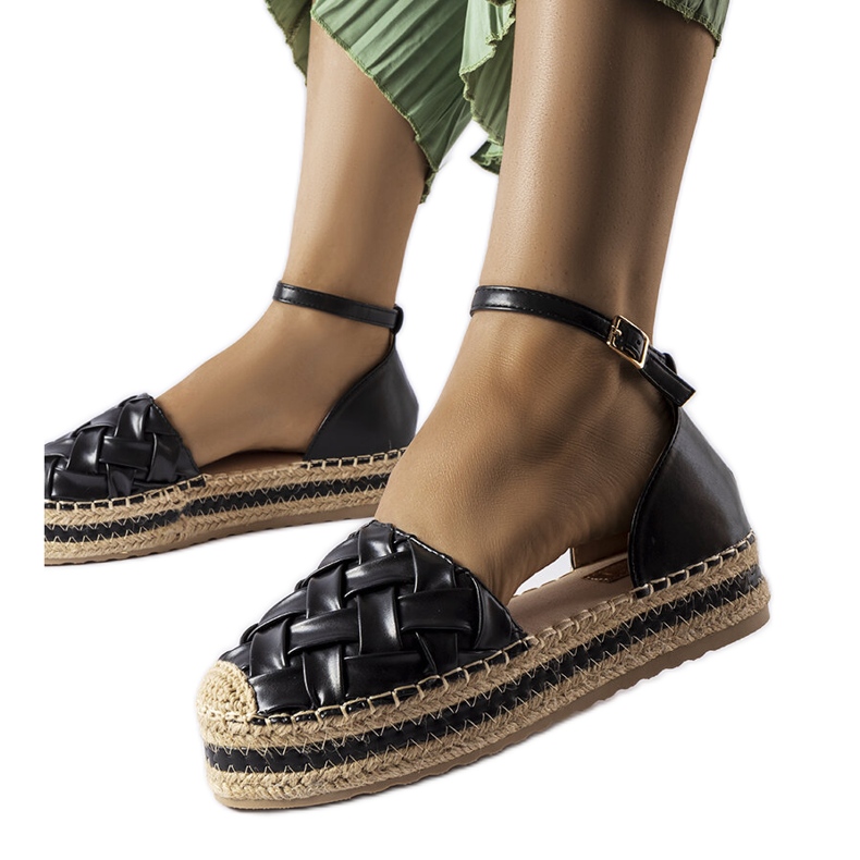 Espadrile negre cu platformă de la Gour negru