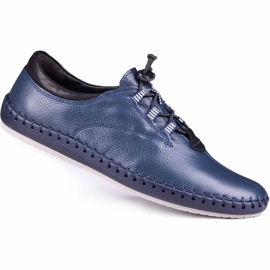 Kampol Pantofi din piele pentru bărbați casual 337/63 Față albastră bleumarin albastru Kampol Pantofi din piele pentru bărbați casual 337/63 Față albastră bleumarin albastru