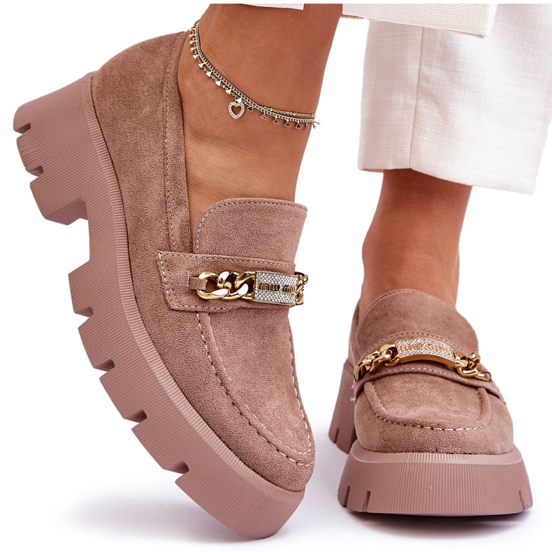 PS1 Mocasini clasici din piele intoarsa pe platforma grosola Catch Me! maro PS1 Mocasini clasici din piele intoarsa pe platforma grosola Catch Me! maro