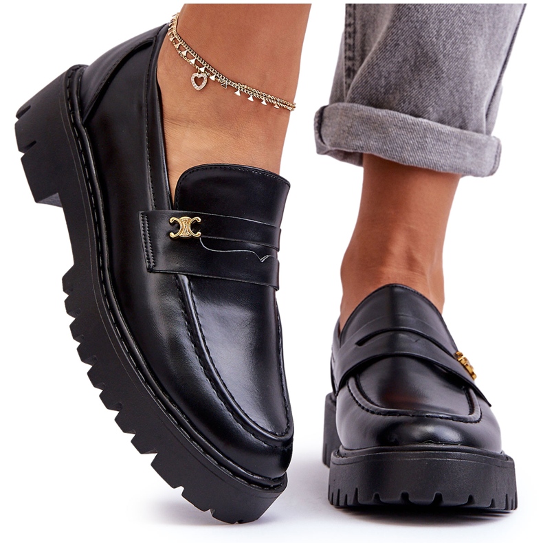 PS1 Mocasini De Piele Cu Decoratie Esperta Neagra negru