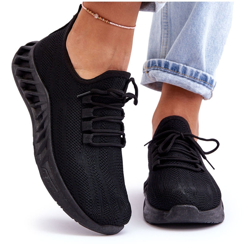 PG1 Pantofi de damă din material textil, negri Venett negru