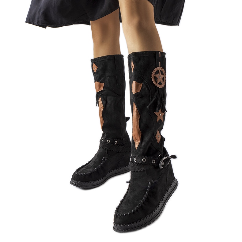 Inna Cizme negre stil boho de la Putignano negru