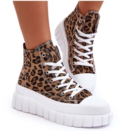 PS1 Pantofi de damă înalți cu model leopard maro Florensi