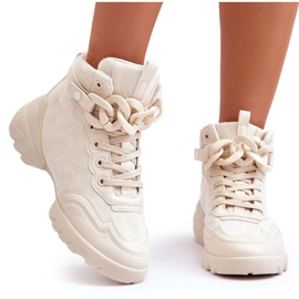 PS1 Pantofi Sport dama piele intoarsa cu lant Bej Tymagio