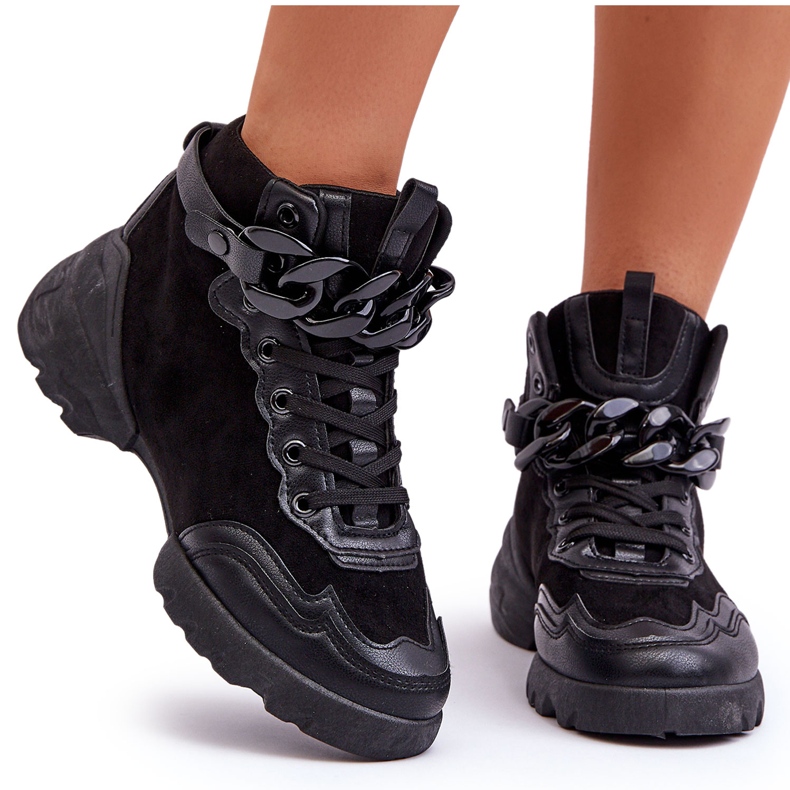 PS1 Pantofi Sport dama piele intoarsa cu lant negru Tymagio PS1 Pantofi Sport dama piele intoarsa cu lant negru Tymagio