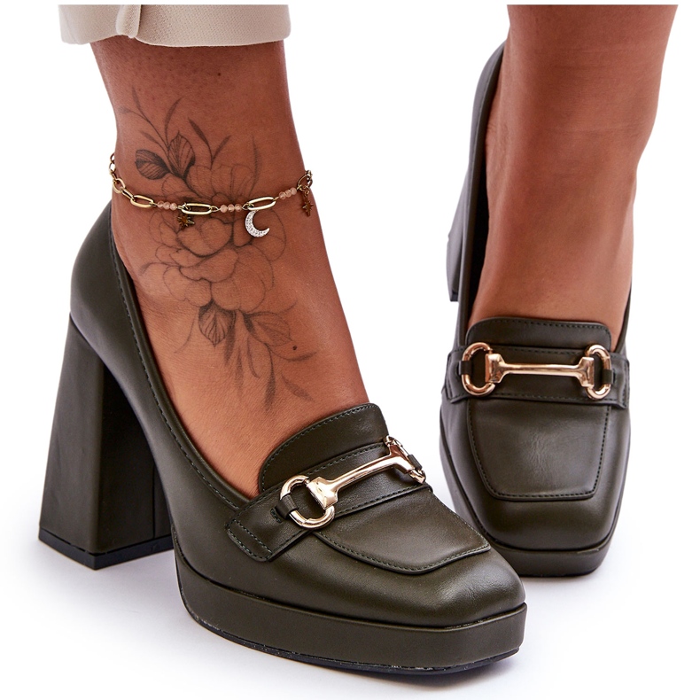 Pompe la modă din piele verde Rouse Pompe la modă din piele verde Rouse