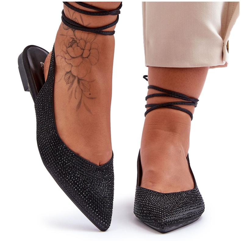 Balerini de damă cu șireturi, împodobiți cu știfturi negru Jange Balerini de damă cu șireturi, împodobiți cu știfturi negru Jange