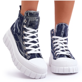 PS1 Pantofi de damă din material textil înalt Degas bleumarin albastru