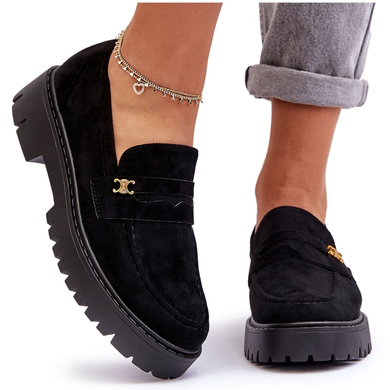 PS1 Mocasini De piele intoarsa Cu Decorat Esperta Negru