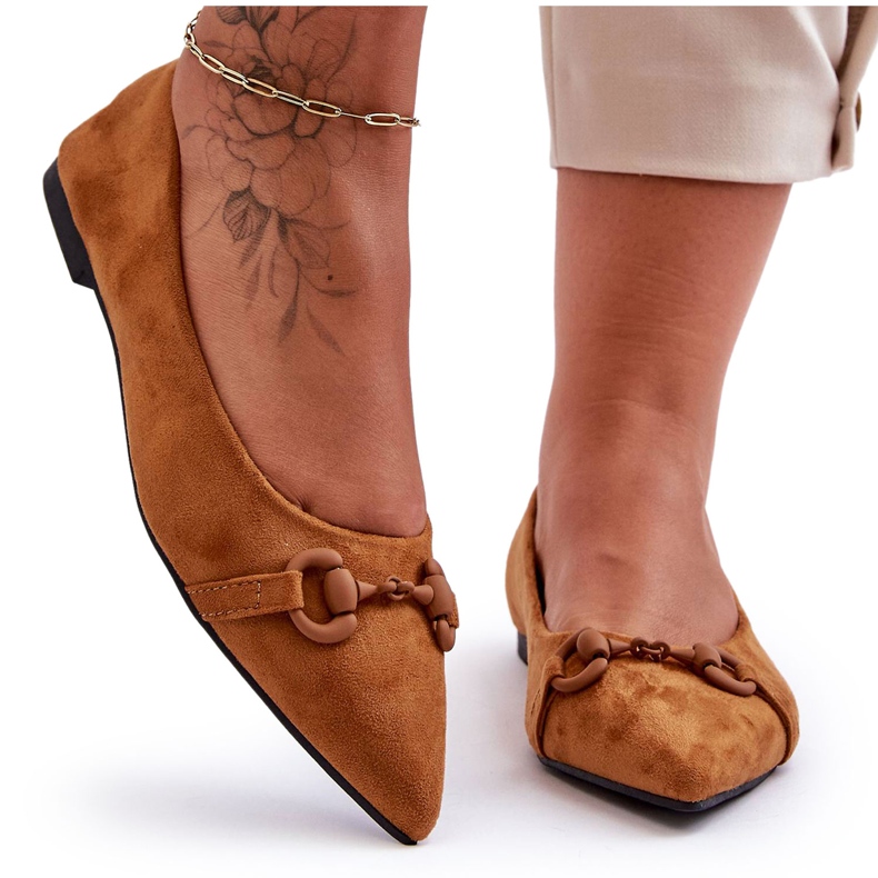 PG1 Balerini Din piele intoarsa Cu Decorat Maro Noldaia PG1 Balerini Din piele intoarsa Cu Decorat Maro Noldaia