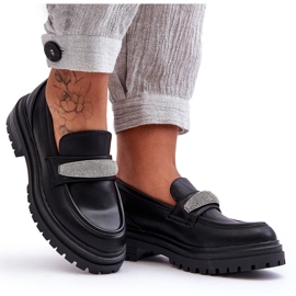 PG1 Mocasini groși din piele neagră de la Aricka, cu ornamente negru PG1 Mocasini groși din piele neagră de la Aricka, cu ornamente negru