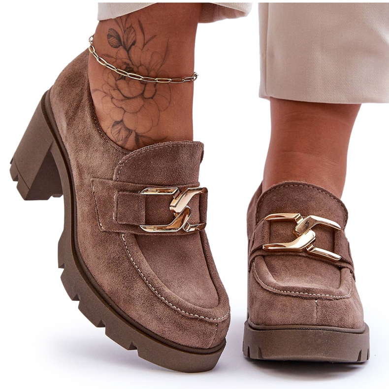 Lemar Pantofi eleganti Harmell bej închis pe un stâlp cu ornament auriu Lemar Pantofi eleganti Harmell bej închis pe un stâlp cu ornament auriu