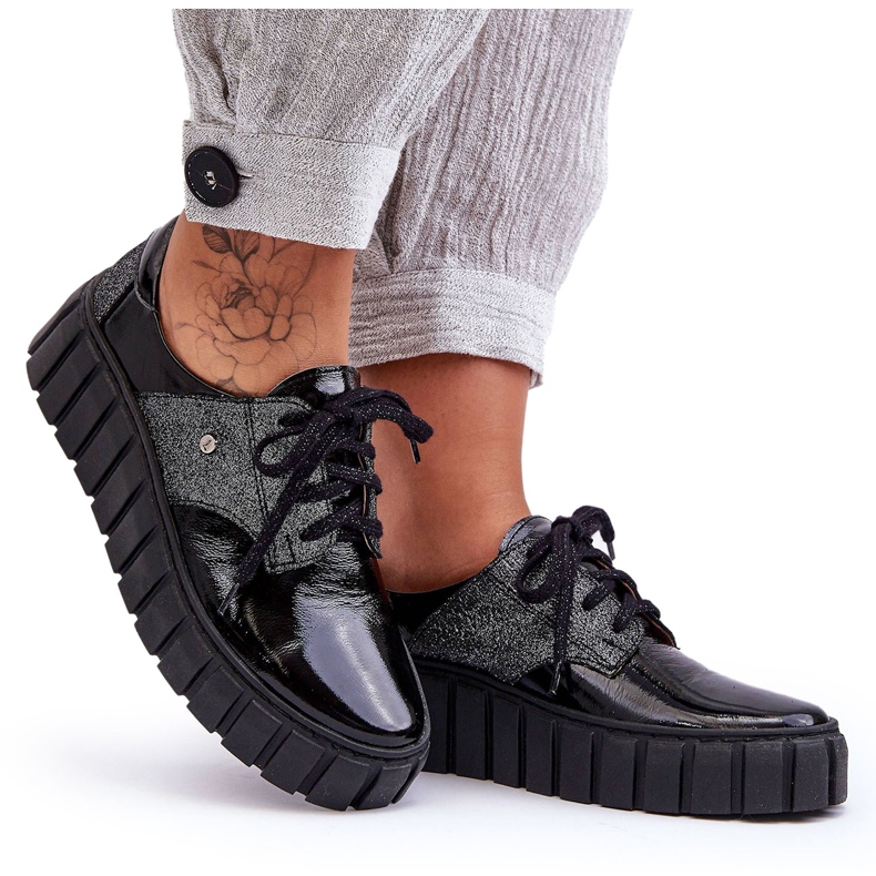 Lemar Pantofi cu platformă din piele Negru Hypnosis