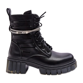 Cizme de muncitor Rocky negre la modă, cu curea decorativă negru Cizme de muncitor Rocky negre la modă, cu curea decorativă negru