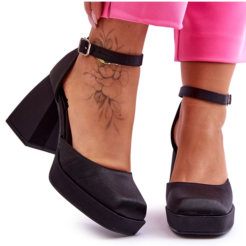 PA1 Pompe la modă pe tocuri masive Negru Sandia