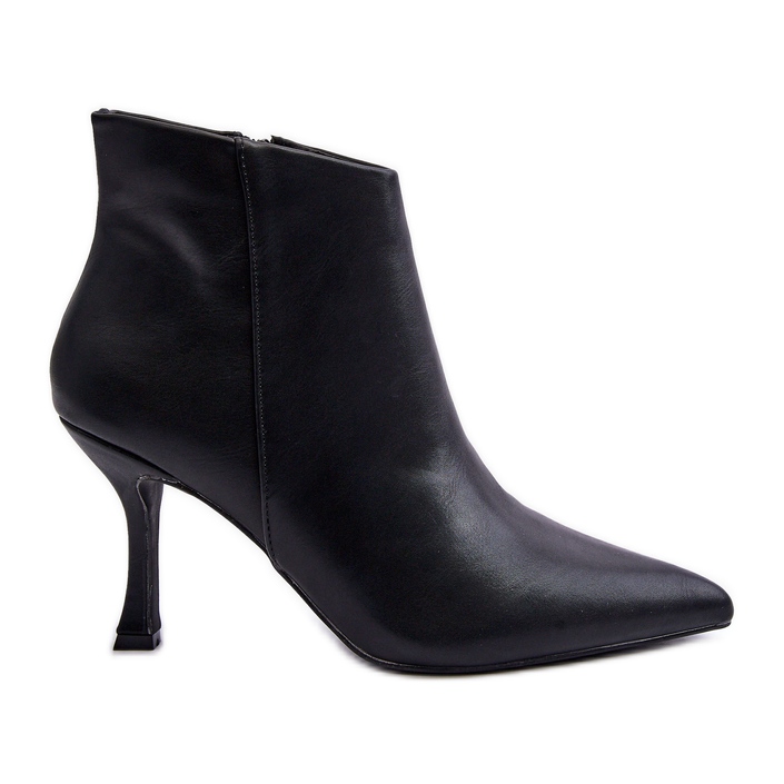 Cizme de dama din piele cu toc inalt Merisa neagra negru