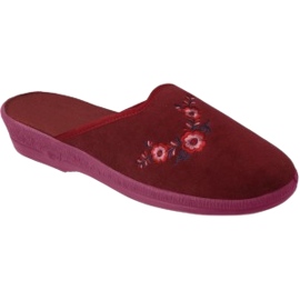 Befado papuci dama pu 219D480 flori brodate visiniu roșu