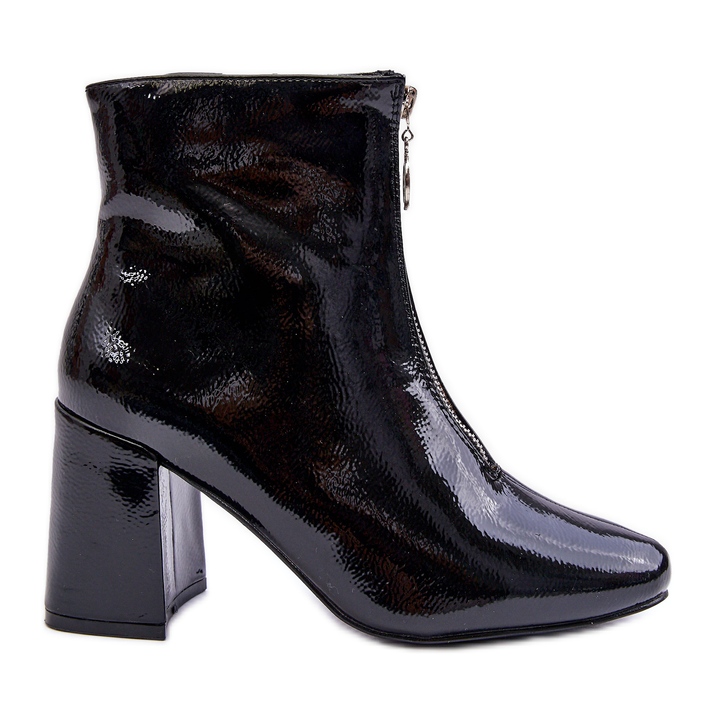 Cizme Lăcuite Cu Fermoar Decorativ Sevil Negru