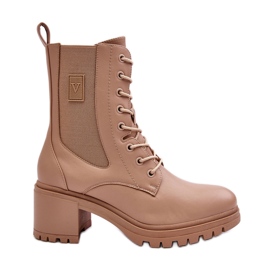 Vinceza Botine de damă din piele bej Esnar Vinceza Botine de damă din piele bej Esnar