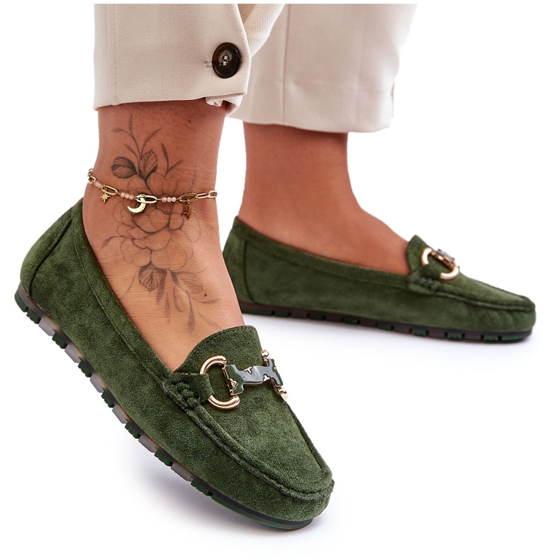 PG1 Mocasini de dama din piele intoarsa cu decor verde Dionira PG1 Mocasini de dama din piele intoarsa cu decor verde Dionira