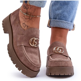 Laura Messi Pantofi De Damă De Căprioară Cu Decor Bej Inchis Rosefalls