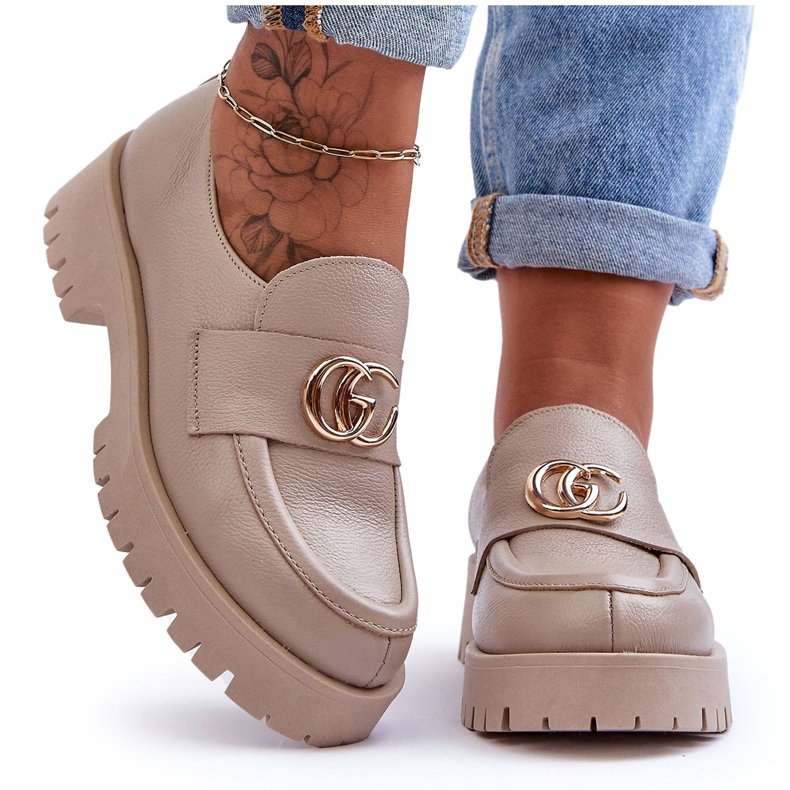 Laura Messi Pantofi De Damă Piele Cu Decor Bej Rosefalls