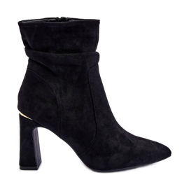 PG1 Cizme negre Mellamene din piele intoarsa cu toc negru PG1 Cizme negre Mellamene din piele intoarsa cu toc negru