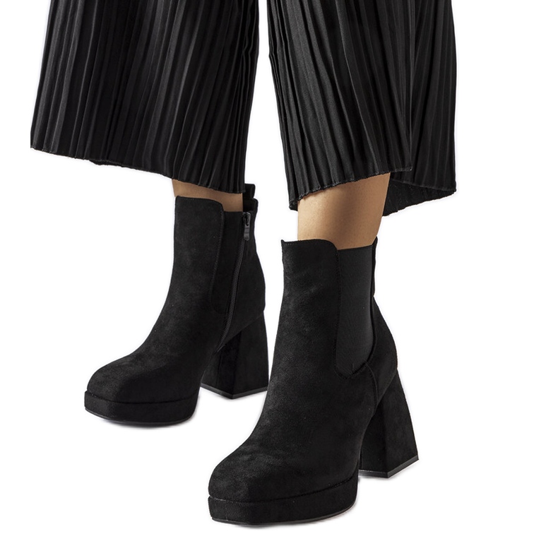 Cizme provincia negre din piele intoarsa negru