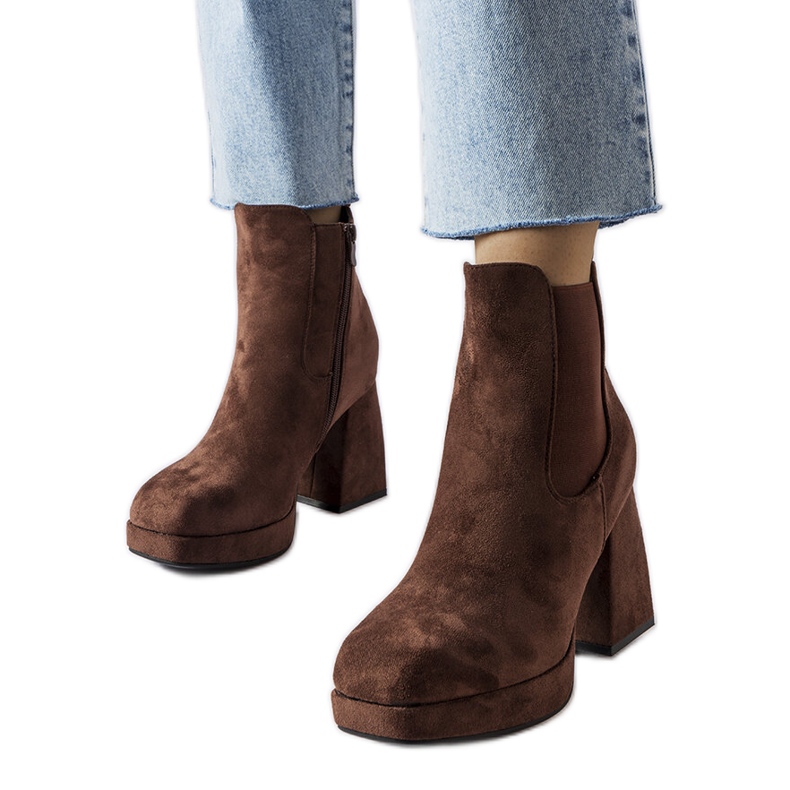 Cizme din piele ecologică maro Province