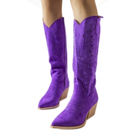 Cizme de cowboy ajurate violet