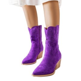 Cizme de cowboy ajurate violet de la Cieco Cizme de cowboy ajurate violet de la Cieco