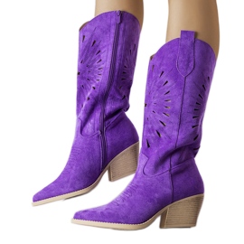 Cizme de cowboy ajurate violet de la Valdengo