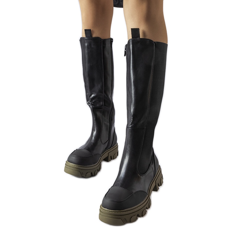 Cizme înalte negre și verzi de la Pasquale negru