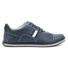 Polbut Pantofi casual barbati din piele 1801P bleumarin cu alb albastru