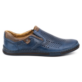 Polbut Pantofi de vara barbati din piele 401L bleumarin cu maro albastru Polbut Pantofi de vara barbati din piele 401L bleumarin cu maro albastru