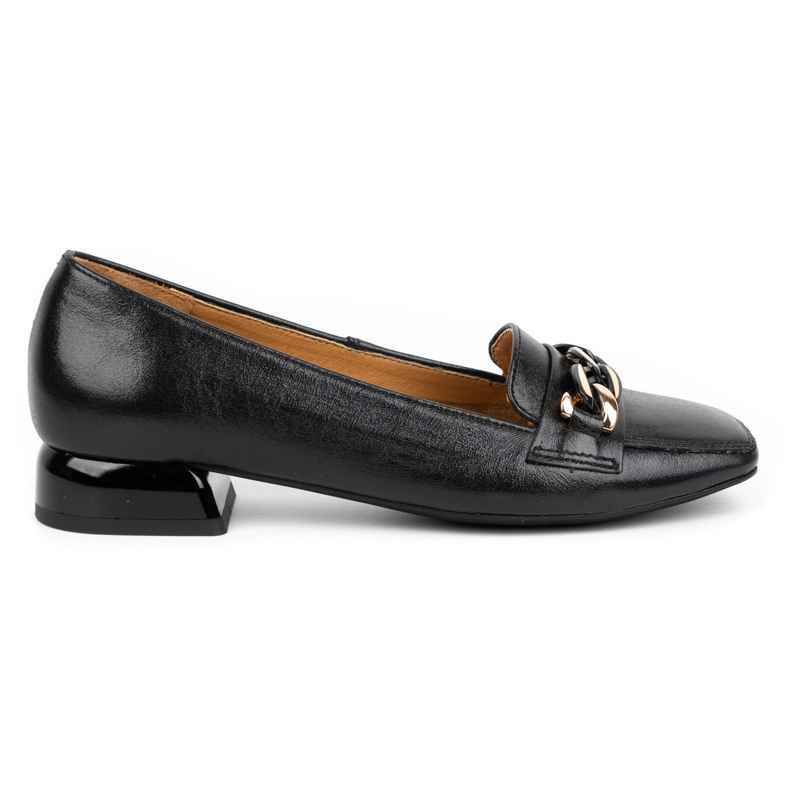 Exquisite Pompi de dama din piele cu toc inalt 1451EX negri negru