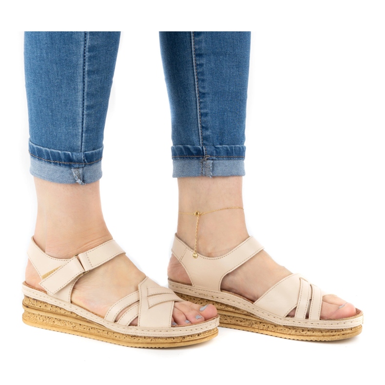 WASAK Sandale confortabile de damă din piele 0658W bej