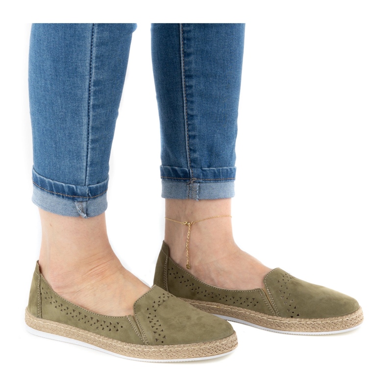 WASAK Pantofi dama espadrile din piele 0646W verde