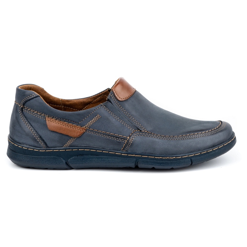 Olivier Pantofi pentru bărbați din piele slip-on 62K bleumarin albastru
