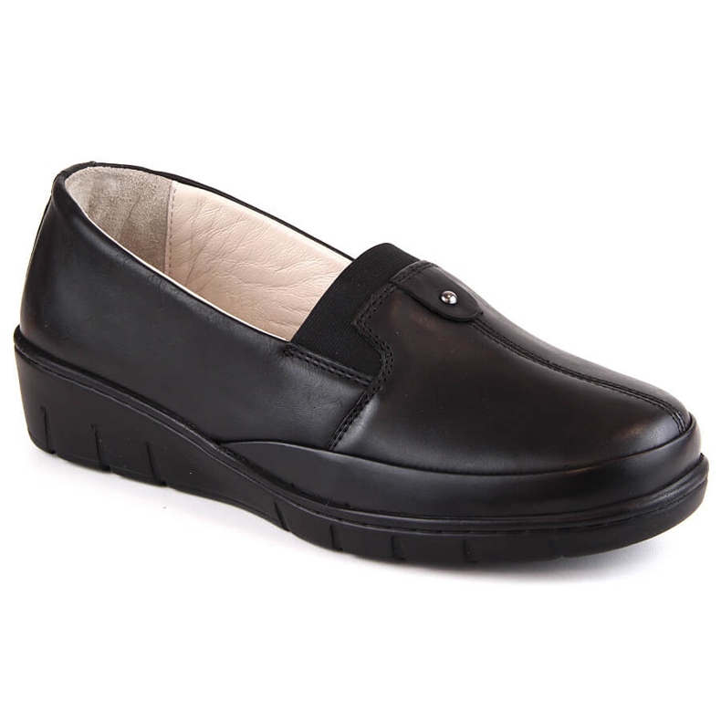 Pantofi de dama comozi din piele cu banda elastica neagra T.Sokolski J207 negru