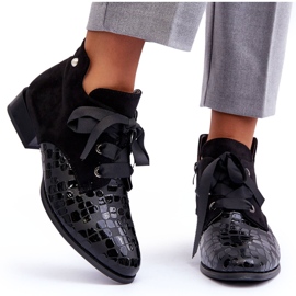 PD1 Tocuri Plate Dama Cu Siret Meroni Negru PD1 Tocuri Plate Dama Cu Siret Meroni Negru