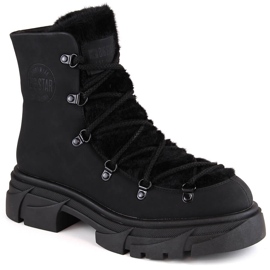 Cizme de dama pe platforma siret cu blana neagra Big Star MM274572 negru Cizme de dama pe platforma siret cu blana neagra Big Star MM274572 negru