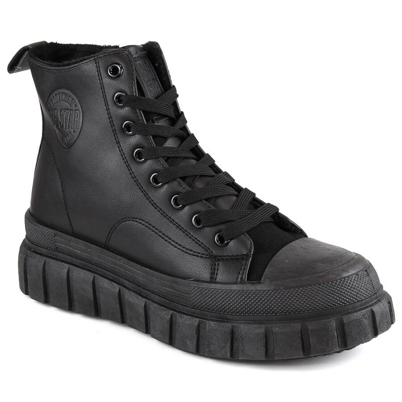 Cizme termoizolatoare Big Star MM274625 pe platforma cu sireturi si fermoare negru