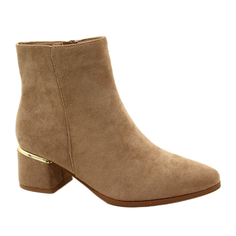 Evento Cizme din piele intoarsa cu decor auriu, Bej 23BT35-6420