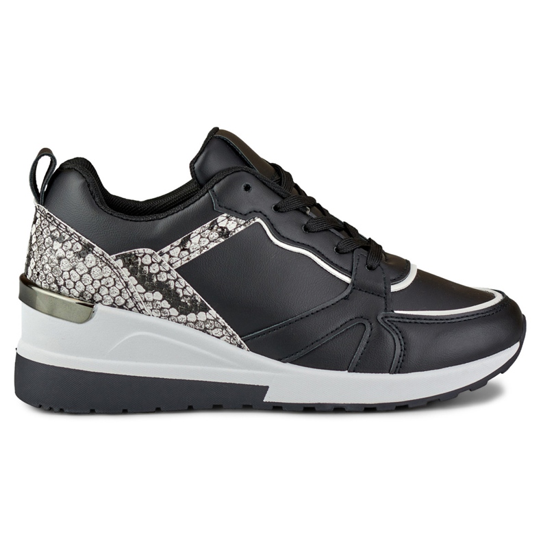 Pantofi negri de damă cu șireturi, cu pană joasă negru Pantofi negri de damă cu șireturi, cu pană joasă negru