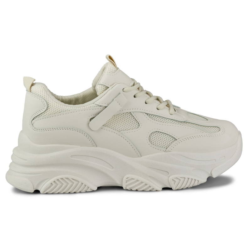 Adidasi de dama bej cu talpa groasa negru