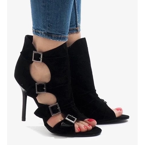 Cizme de muncitor de damă de piele intoarsa neagra negru