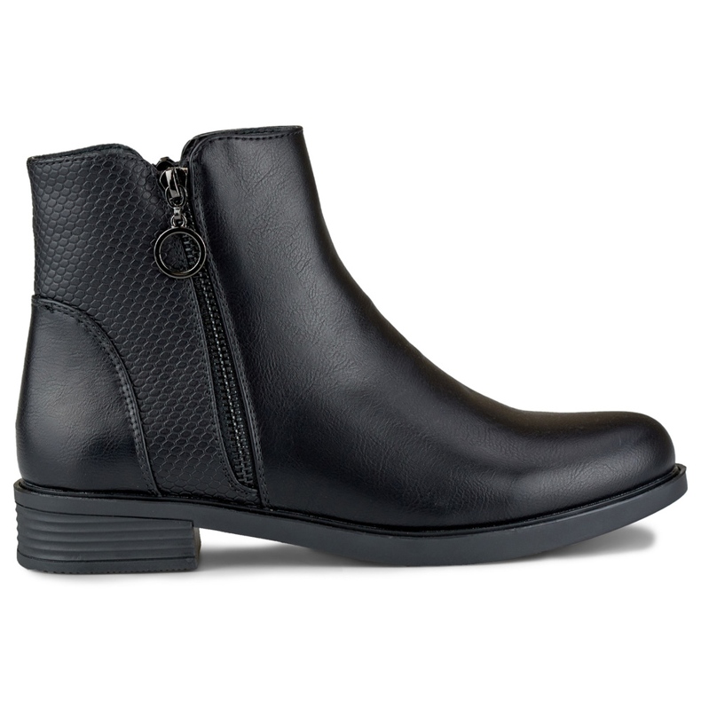 Cizme plate negre de dama din piele ecologica negru Cizme plate negre de dama din piele ecologica negru