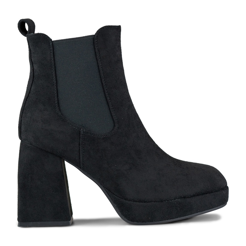 Cizme negre de piele intoarsa de dama pe toc inalt bej Cizme negre de piele intoarsa de dama pe toc inalt bej